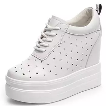 Женская обувь из натуральной кожи, увеличенная высота 11 см, модная классическая повседневная обувь, оригинальная корейская версия, каблуки, полые кроссовки для женщин 35