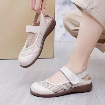 Женская обувь из натуральной кожи. Весенне-летняя удобная обувь на плоском каблуке. Удобные туфли в стиле ретро. Женская обувь. Туфли из полой кожи большого размера на мягкой подошве. 35