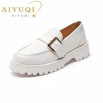 Женская обувь из натуральной кожи, весенние новые британские туфли на толстой подошве, женские повседневные туфли в студенческом стиле для женщин 35