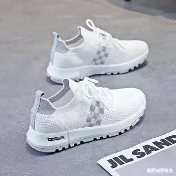 Женская обувь из сетчатой ткани Fly-woven, дышащая, удобная, мягкая подошва, износостойкая, модная, трендовая, с одной педалью, повседневная спортивная обувь 35