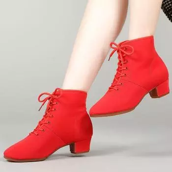 Женская обувь из ткани Оксфорд для бальных танцев, обувь для латинских танцев, обувь для современного джаза, танцевальные сапоги на шнуровке 39