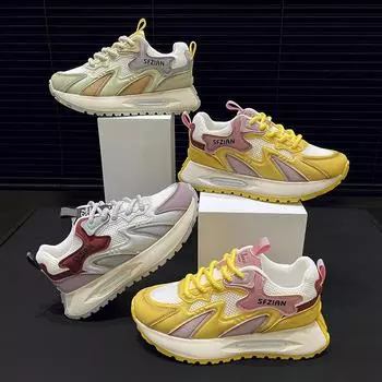 Женская обувь из вулканизированной кожи, повседневная модная женская обувь 2024 года, весна-осень, удобные дышащие кроссовки на толстой подошве Zapatillas Mujer 35 зелёный