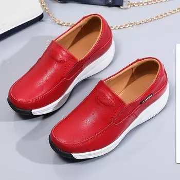 Женская обувь, износостойкая, популярная весенняя обувь для женщин, однотонная нескользящая модная женская обувь на танкетке с круглым носком 35