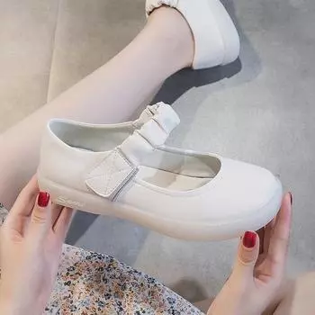 Женская обувь Кожаные мокасины Плоские туфли 35 белый