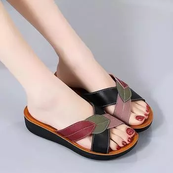 Женская обувь Летние пляжные тапочки Модные тапочки Плоские тапочки с открытым носком Летние повседневные модные сандалии Тапочки для ванной 37