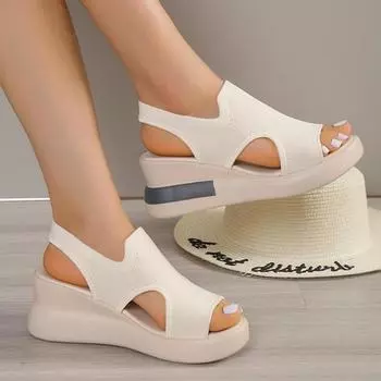 Женская обувь, летние сандалии с запахом на щиколотке, лаконичные однотонные сандалии на мелкой танкетке, модная уличная женская обувь, сандалии 42 чёрный