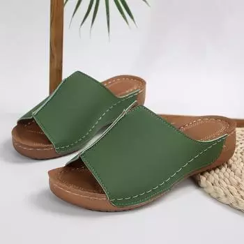 Женская обувь, летние шлепанцы на наружном наклонном каблуке, женские сандалии на толстой подошве, повседневные легкие большие размеры 36 чёрный