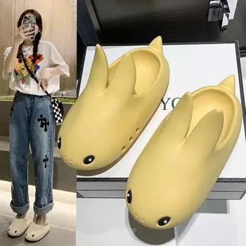 Женская обувь Летняя мода Повседневные женские тапочки Милые мультяшные нескользящие пляжные тапочки Женская обувь Удобные домашние тапочки 35 розовый