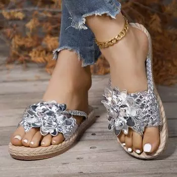 Женская обувь летняя новая цветочная мягкая подошва большой размер пляжные сандалии женские для отдыха на открытом воздухе 36 белый