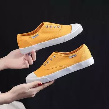 Женская обувь Летняя новая модная обувь Женская повседневная однотонная конфетного цвета на платформе из парусины Женская повседневная обувь на плоской подошве Кроссовки 35 чёрный