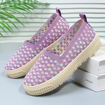 Женская обувь Летняя новая обувь Дышащая повседневная обувь для мам Удобная обувь без застежек для пожилых людей 36