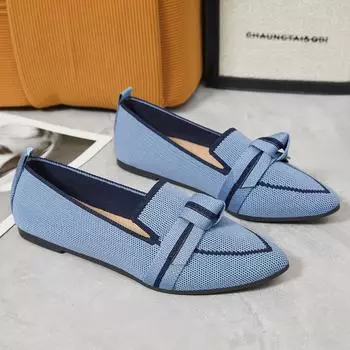 Женская обувь Летняя обувь на плоской подошве из легкой ткани Однотонная универсальная модная повседневная обувь Французская обувь без каблука 36