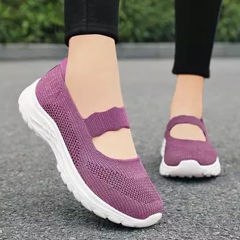 Женская обувь Летняя стильная обувь для мам Женская обувь Новая старая Пекинская тканевая обувь Мягкая подошва Обувь для отдыха для пожилых людей 36