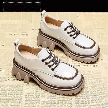 Женская обувь Лоферы Мэри Джейн Женские японские ретро туфли на мягкой подошве для девочек на толстой подошве на высоком каблуке Платформа Роскошные дизайнерские туфли с круглым носком 35