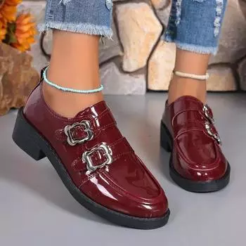 Женская обувь Лоферы с пряжкой Женские туфли на среднем каблуке Модные туфли-лодочки с металлическими украшениями Офисные и карьерные туфли на каблуках Большие размеры Женские 36 чёрный