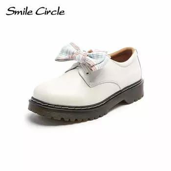 Женская обувь Мэри Джейн из натуральной кожи, кожаные туфли с круглым носком и бантом, женская повседневная обувь в стиле ретро на шнуровке 34 белый