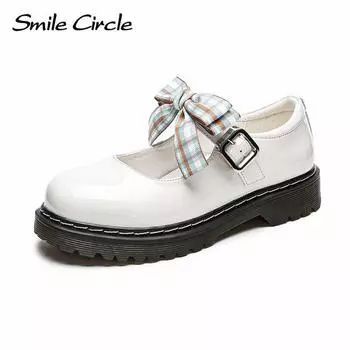 Женская обувь Мэри Джейн из натуральной кожи, кожаные туфли с круглым носком и бантом, повседневные женские сандалии в стиле ретро 34 белый