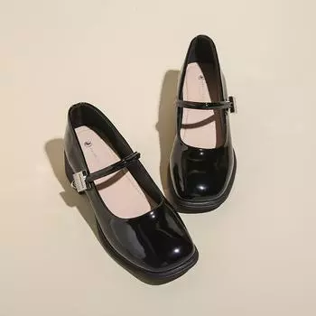 Женская обувь Мэри Джейн, лето 2024, элегантные туфли-лодочки в стиле Лолиты с розой на блочном каблуке для девочек, большие размеры, женские туфли-лодочки с круглой головкой и французской пряжкой 35 чёрный