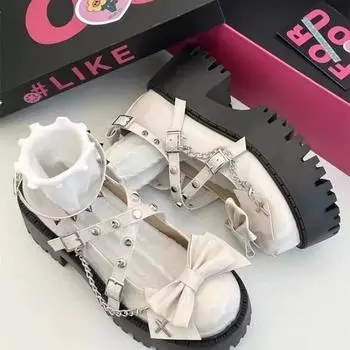 Женская обувь Мэри Джейн, однотонная модная весенняя однотонная обувь Мэри Джейн с узлом-бабочкой на открытом воздухе, толстая нескользящая женская обувь 35