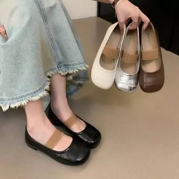 Женская обувь Мэри Джейн, повседневные нескользящие балетки, нарядные туфли на плоской подошве, женские удобные туфли Мэри Джейн с круглым носком и закрытым носком, с ремешком на щиколотке 35 абрикосовый