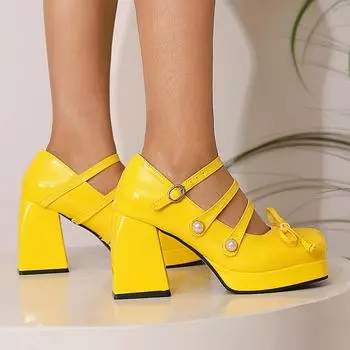 Женская обувь Мэри Джейн, туфли на высоком каблуке, женские туфли-лодочки на платформе 39 белый