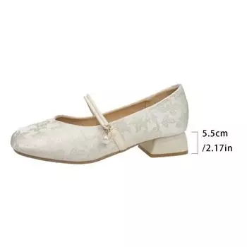 Женская обувь Мэри Джейн женские туфли на высоком каблуке модные туфли-лодочки женские туфли с круглым носком жемчуг неглубокие туфли на низком каблуке женские 35