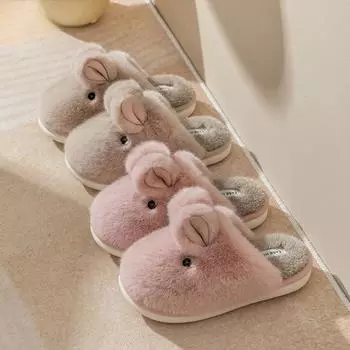 Женская обувь, милые тапочки из хлопка с кроликом 2024 года, зимние тапочки с рисунком для дома, нескользящие, теплые, устойчивые к холоду, Pantuflas Mujer 36-37 белый