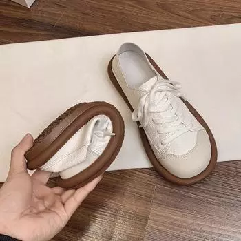 Женская обувь мода Новая весна осень Одиночные туфли Уродливые милые женские маленькие белые удобные туфли с большой головой из искусственной кожи 35