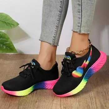 Женская обувь мода повседневная спортивная женская дышащая сетчатая толстая подошва спортивная обувь забудьте сетку женская вулканизированная обувь 36