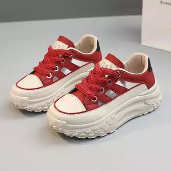 Женская обувь, модная женская вулканизированная обувь на шнуровке, летняя уличная прогулочная обувь, женские полые женские кроссовки на платформе 35 вино красного