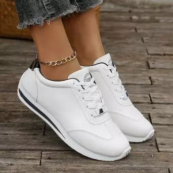 Женская обувь Модные контрастные туфли белого цвета Женские одинарные туфли Женские кроссовки Туфли-лодочки Туфли-лодочки Туфли на шнуровке Повседневная обувь 35 чёрный
