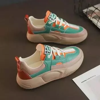 Женская обувь, модные повседневные кроссовки в стиле ретро с круглым носком, удобная обувь на платформе, женская обувь для тенниса и спорта на открытом воздухе, кроссовки для бега 2024 36 зелёный