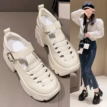 Женская обувь, модные сабо, сандалии со стразами, женская модная повседневная летняя обувь на танкетке с синтетической платформой и пряжкой 35 чёрный