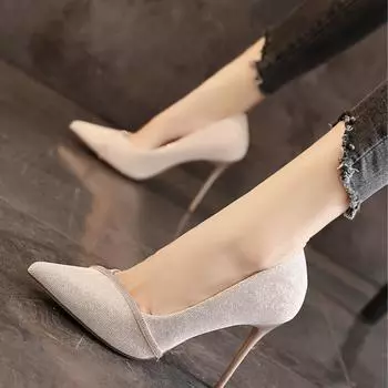 Женская обувь, модные женские туфли без шнуровки на высоком каблуке, новые вечерние туфли-лодочки с кристаллами, женские пикантные туфли на высоком каблуке с острым носком, Zapatos Mujer 35 чёрный