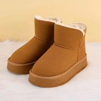 Женская обувь, мягкие зимние ботинки для женщин, элегантные, на среднем каблуке, теплые, зимние, водонепроницаемые, нескользящие, удобные, новинка 2024 года 35