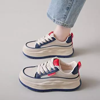 Женская обувь Muffin с толстой подошвой, увеличивающая рост. Новые белые туфли с мягкой подошвой. Универсальная спортивная повседневная обувь Borad. 35 красный