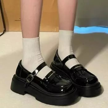 Женская обувь на низком каблуке, модные туфли на платформе, женские туфли-лодочки, однотонные туфли Мэри Джейн, кожаные туфли в британском стиле 37