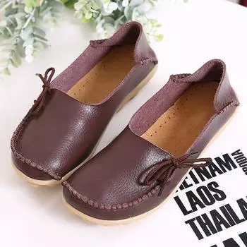 Женская обувь на платформе, обувь для мам из натуральной кожи, удобная нескользящая обувь для прогулок в стиле ретро на шнуровке, большой размер 41 кофейный