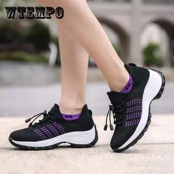 Женская обувь на плоской платформе, женские нескользящие кроссовки на мягкой подошве, теннисные женские кроссовки с дышащей сеткой, носки 42