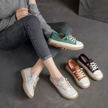 Женская обувь на плоской подошве из натуральной кожи, 2 см, женская обувь на лето, осень, лето, удобная женская обувь для феи для отдыха, разноцветная на шнуровке для медсестры 36 чёрный