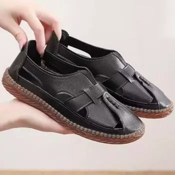 Женская обувь на плоской подошве, новинка 2024 года, летние винтажные женские сандалии на мягкой подошве с закрытым носком, женские оксфорды больших размеров, повседневные женские туфли 35 покинуть белый