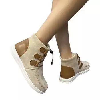 Женская обувь на плоской подошве, повседневные ботильоны «Челси» на меху, трендовые зимние теплые полусапожки, теплые плюшевые зимние ботинки, размер 43, хлопковая обувь 36