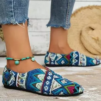 Женская обувь на плоской подошве, повседневные лоферы, модный принт, случайная ходьба, парусиновая спортивная женская обувь с острым носком 35