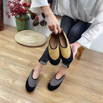 Женская обувь на плоской подошве, разноцветная осенняя женская обувь из натуральной кожи с круглым носком, лаконичная женская обувь ручной работы на мелкой платформе для отдыха 36 серый