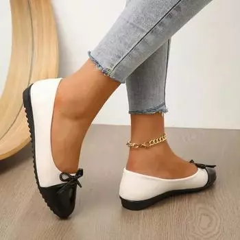 Женская обувь на плоской подошве с бантом, весенняя женская обувь, лоферы с неглубоким ртом, дизайнерские туфли-оксфорды, новая модная повседневная балетная обувь на мягкой подошве 35 чёрный