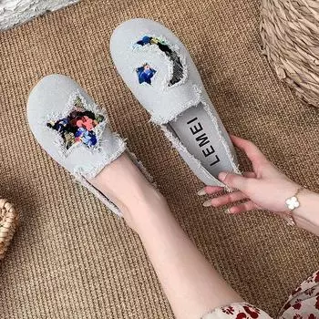 Женская обувь на плоской подошве с бриллиантами, женская обувь со стразами и круглым носком, белая, оригинальная, модная, весна, повседневная, A 35