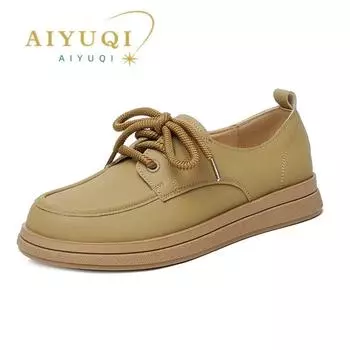 Женская обувь на плоской подошве, студенческая обувь с ремешками, женская весенняя обувь большого размера в британском стиле, женская обувь 35 бежевый