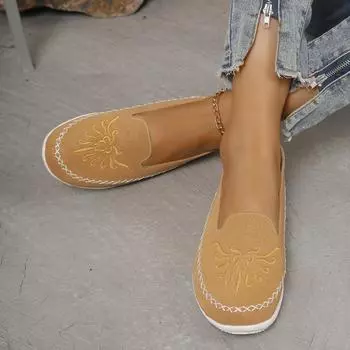 Женская обувь на плоской подошве, удобные дизайнерские модные кроссовки с неглубокой подошвой, весенние и осенние туфли-лоферы с круглым носком, женская обувь для активного отдыха 36 бежевый