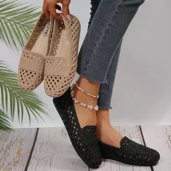 Женская обувь на плоской подошве Весна и осень Неглубокие модные лоферы Удобные легкие туфли на плоской подошве с круглым носком Горячая обувь для женщин 36 чёрный