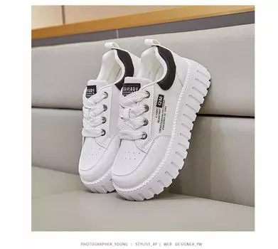 Женская обувь на плоской подошве, весна 2024, новая модная повседневная нескользящая износостойкая спортивная обувь на мягкой подошве с толстой подошвой 35 чёрный